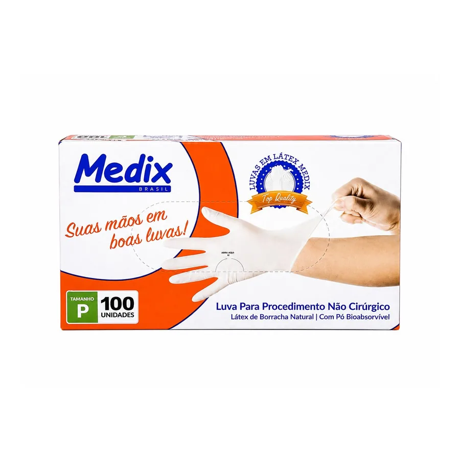 Luva De Latex Branca — P · Branco · 100 unidades