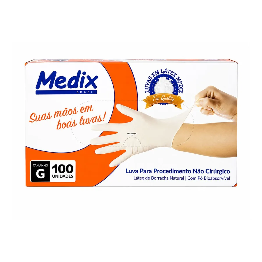 Luva De Latex Branca — G · Branco · 100 unidades por caixa