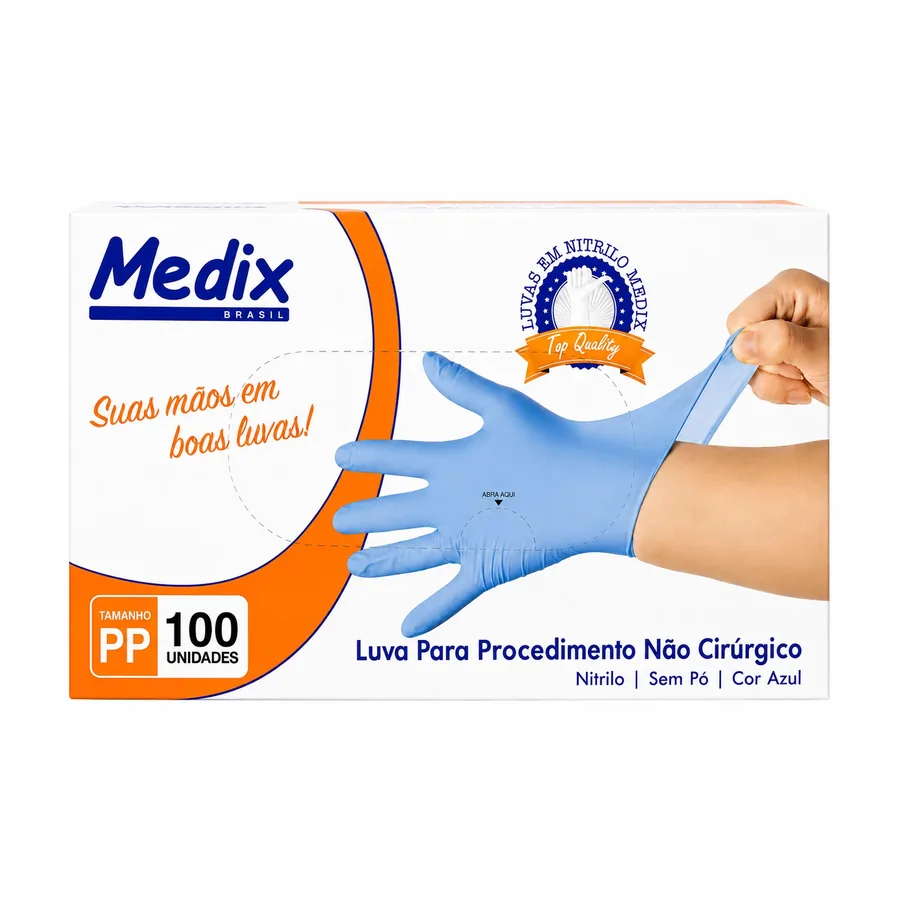 Luva Nitrilica Azul — PP · 100 unidades
