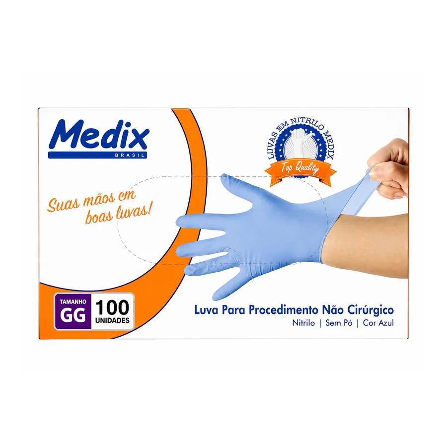 Luva Nitrilica Azul — GG · 100 unidades