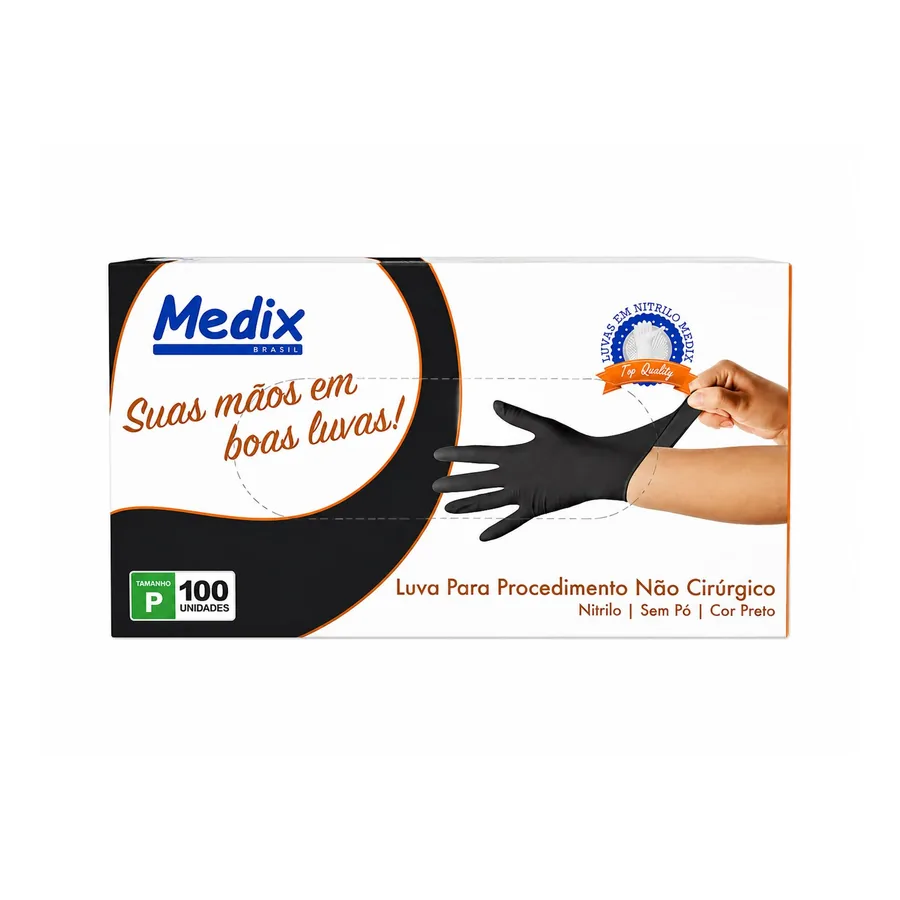 Luva Nitrilica Preta — Preto · 100 unidades