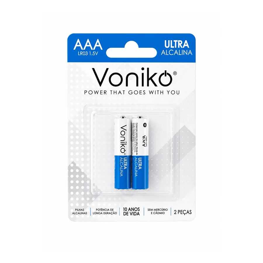 Pilha Alcalina Aaa — AAA (LR03) · Cartela com 2 unidades (2B) · 1,5 V