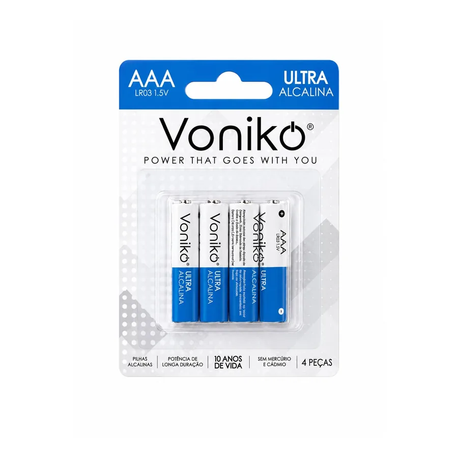 Pilha Alcalina Aaa — AAA (LR03) · Cartela com 4 unidades (4B) · 1,5 V
