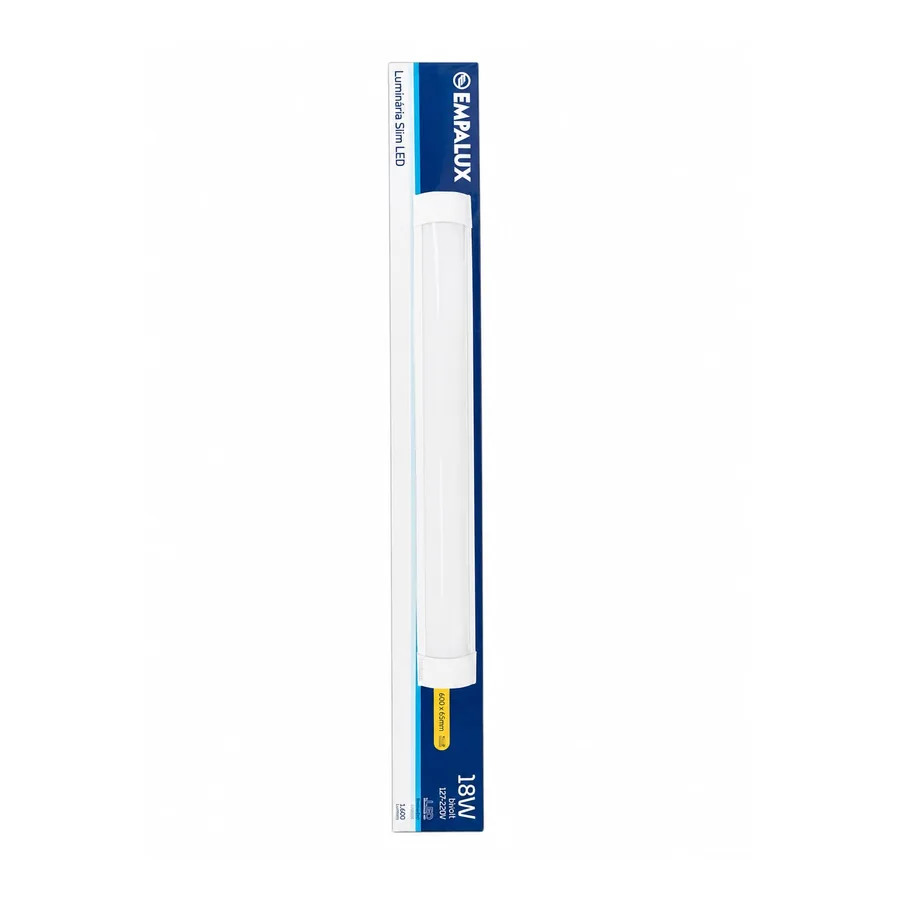 Luminária LED Slim — 18 W · 6000K · 127–220 V (bivolt)