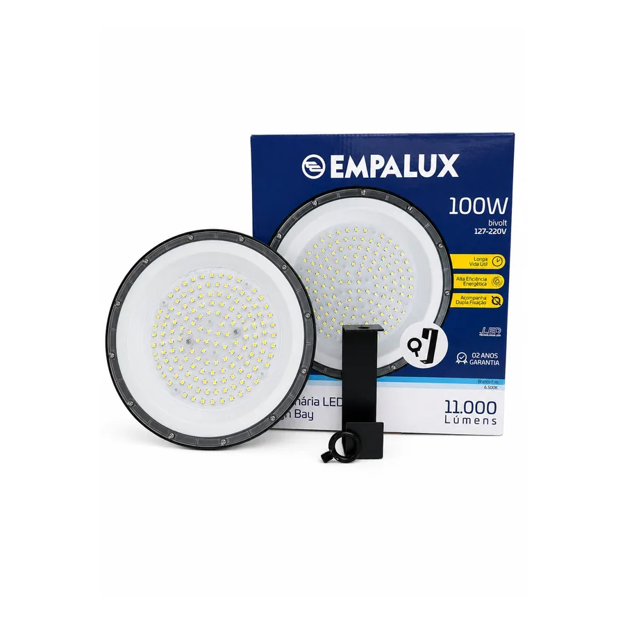 Luminária Industrial LED High Bay — 100 W · 6500K · Bivolt (127–220 V)