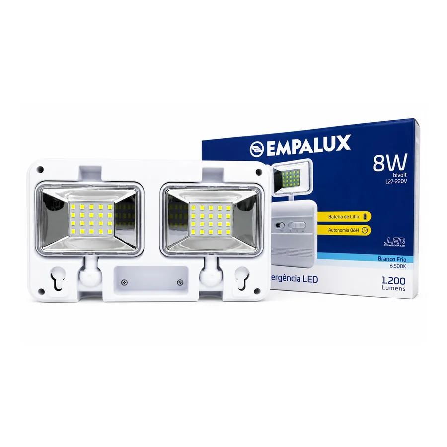 Luminária De Emergência Com 2 Faróis Ie34011 — 8 W · 6500K