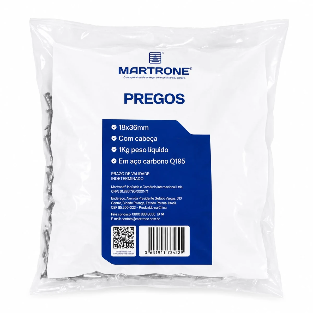 Prego de Aço Carbono 18 x 36 mm