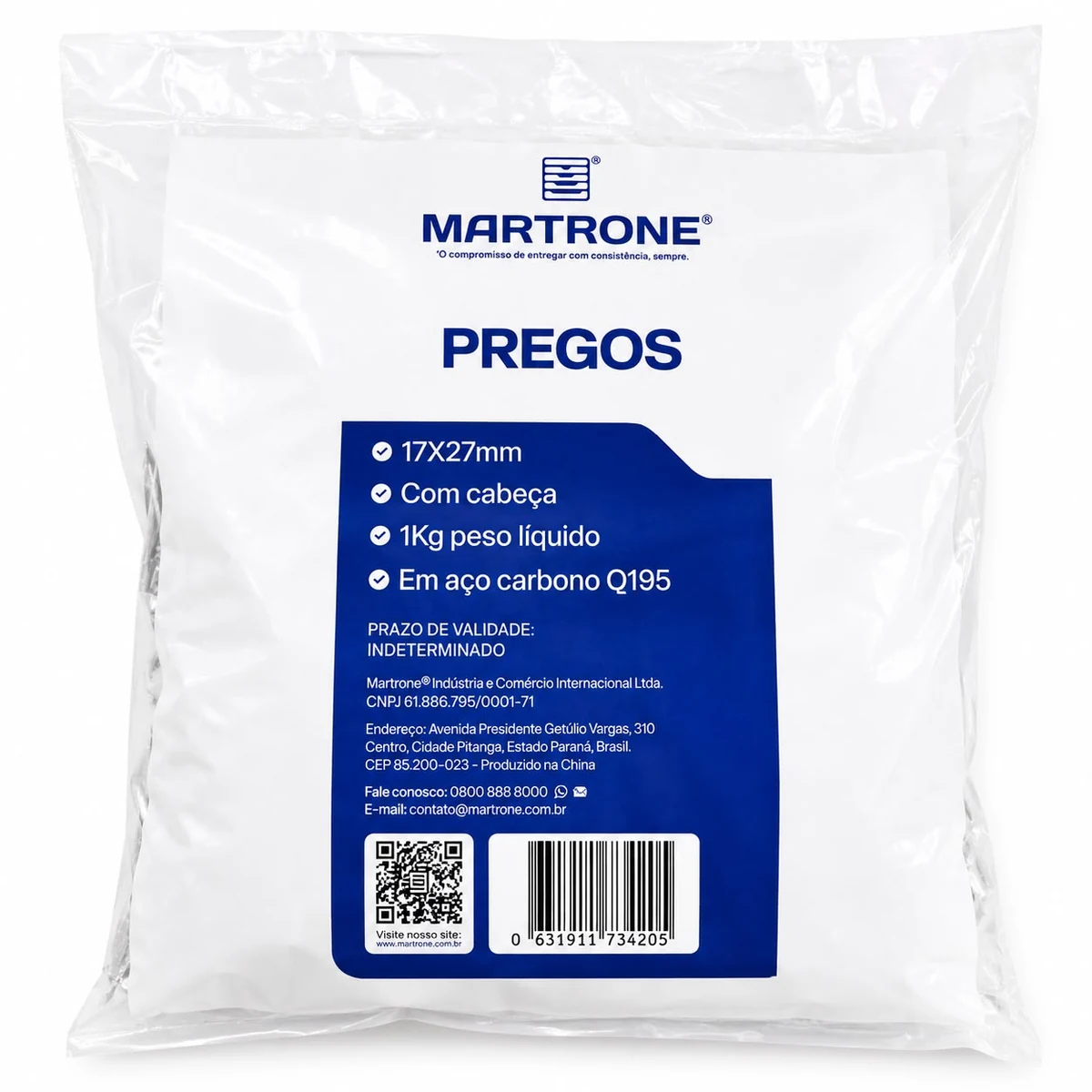 Prego de Aço Carbono 17 x 27 mm