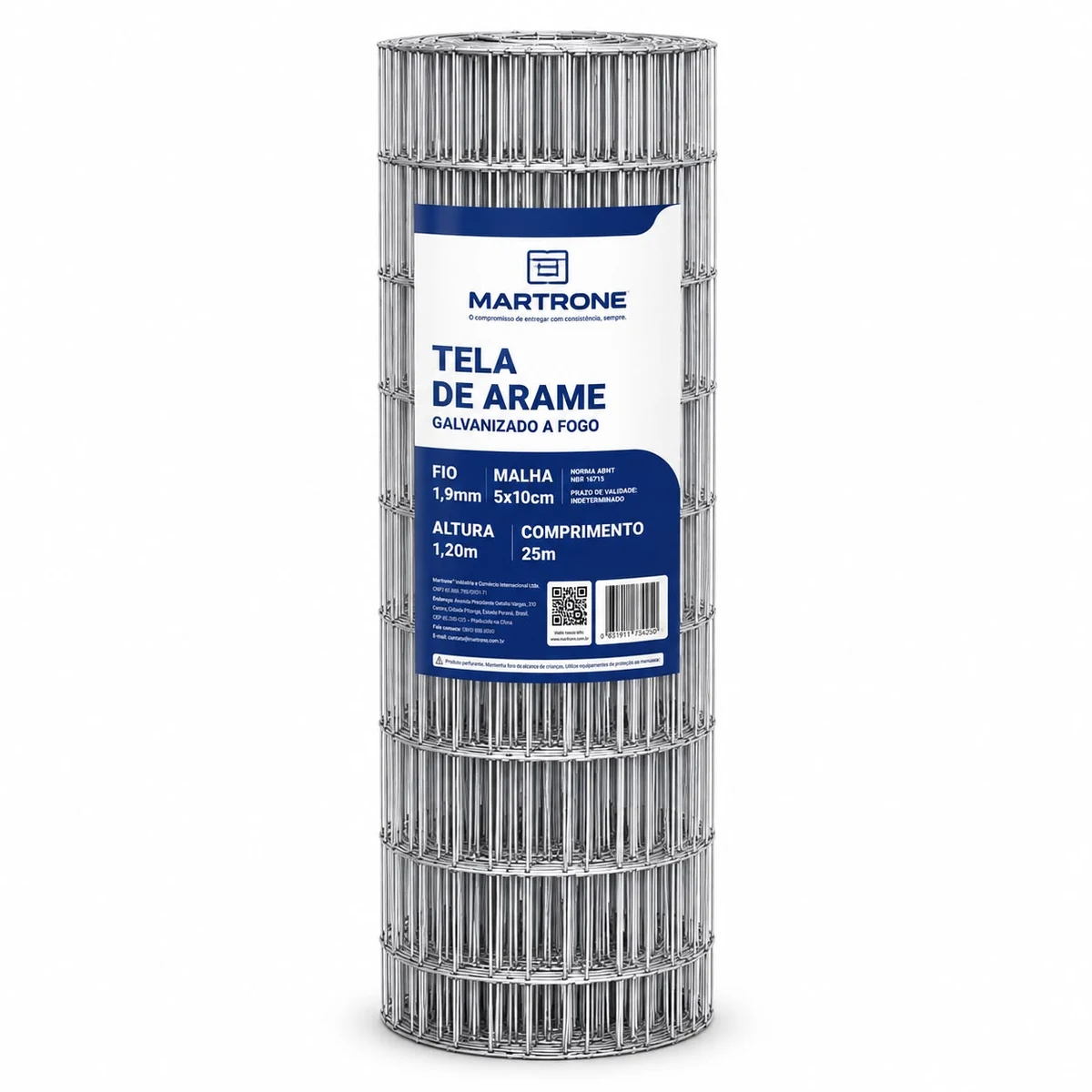 Tela Metálica Soldada Galvanizada 1,20 x 25 m — Malha 50 x 100 mm — Fio 1,90 mm