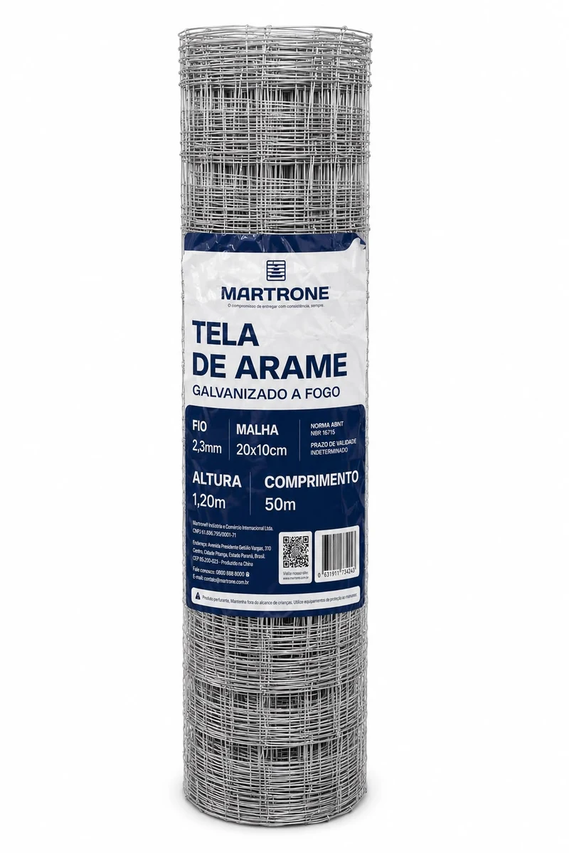 Cerca Metálica para Contenção Rural 1,20 x 50 m — Malha 200 x 100 mm — Fio 2,30 mm